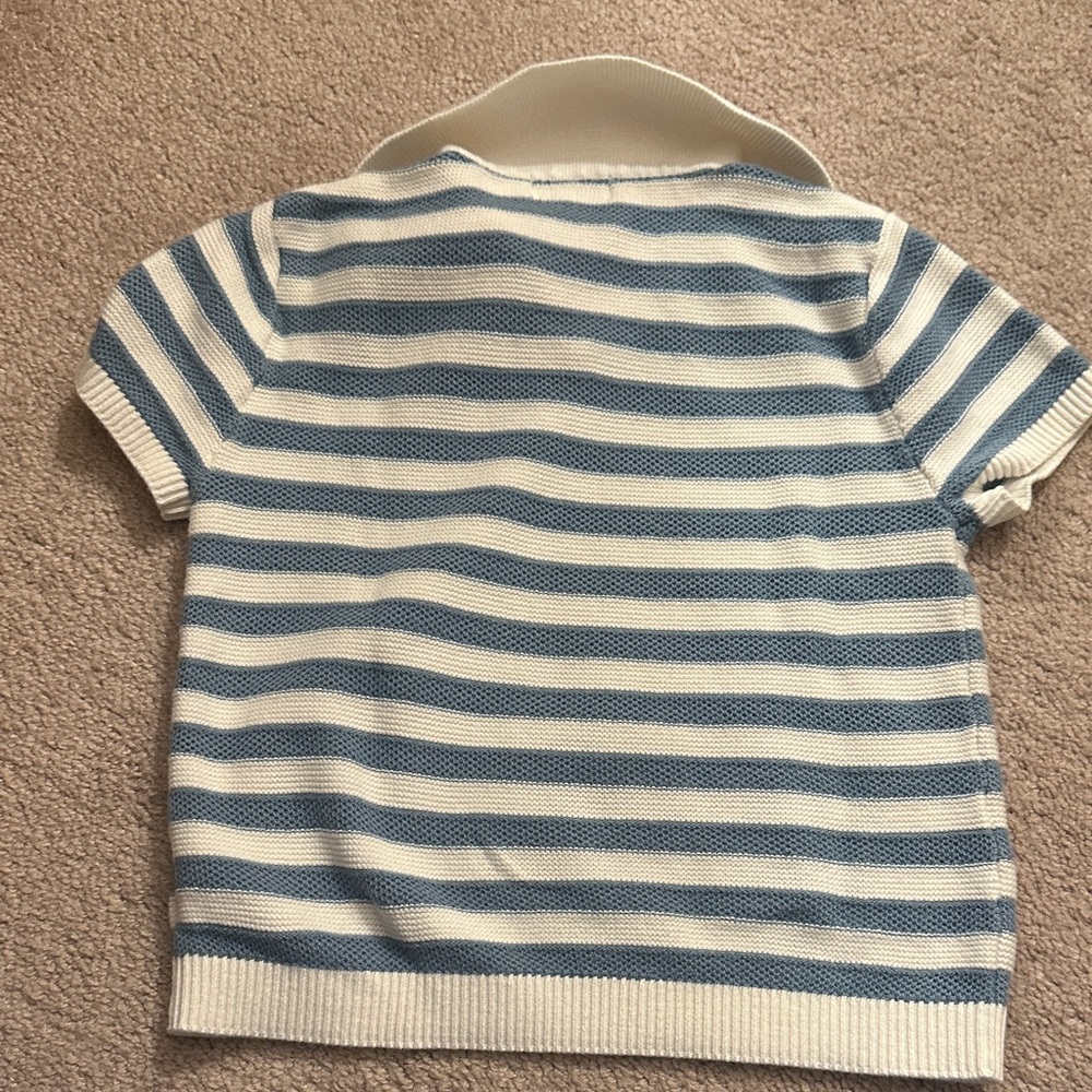 🛍️SALE🛍️ Cat & Jack Kid’s Short Sleeve Knit Polo Shirt in Blue and White Stripes - Picture 3 of 3